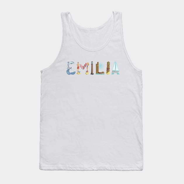 Emilia Personalized Beach Art Tank Top by Reading With Kids